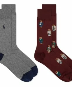 Polo Ralph Lauren All Over Print Preppy Bear Sock - 2 Pack