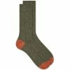 Barbour Houghton Sock -Scarves popular store 16 09 2019 barbour houghtonsock oliveburntorange mso0091ol71 th 1