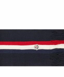 Moncler Tricolore Striped Logo Scarf