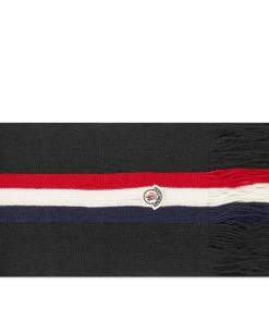Moncler Tricolore Striped Logo Scarf
